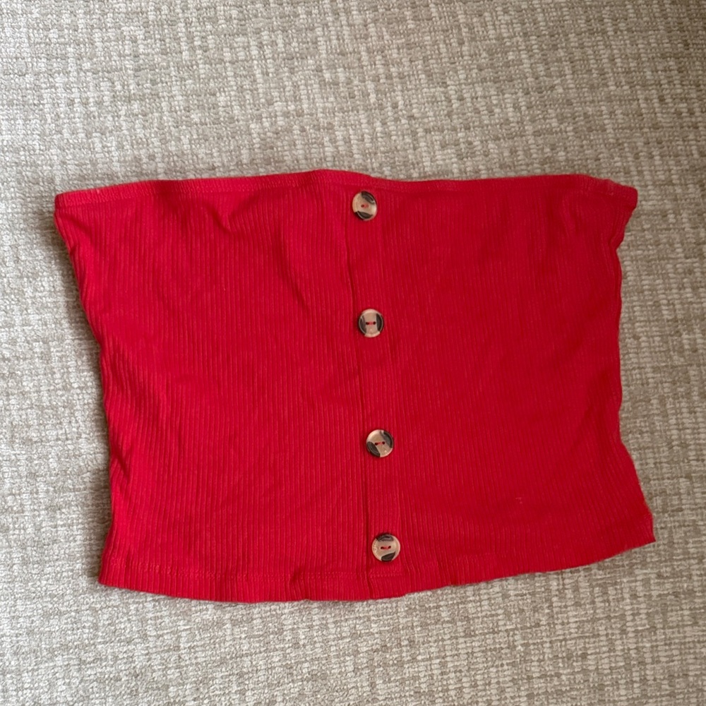 Ambiance Scarlet Buttoned Tube Top strapless